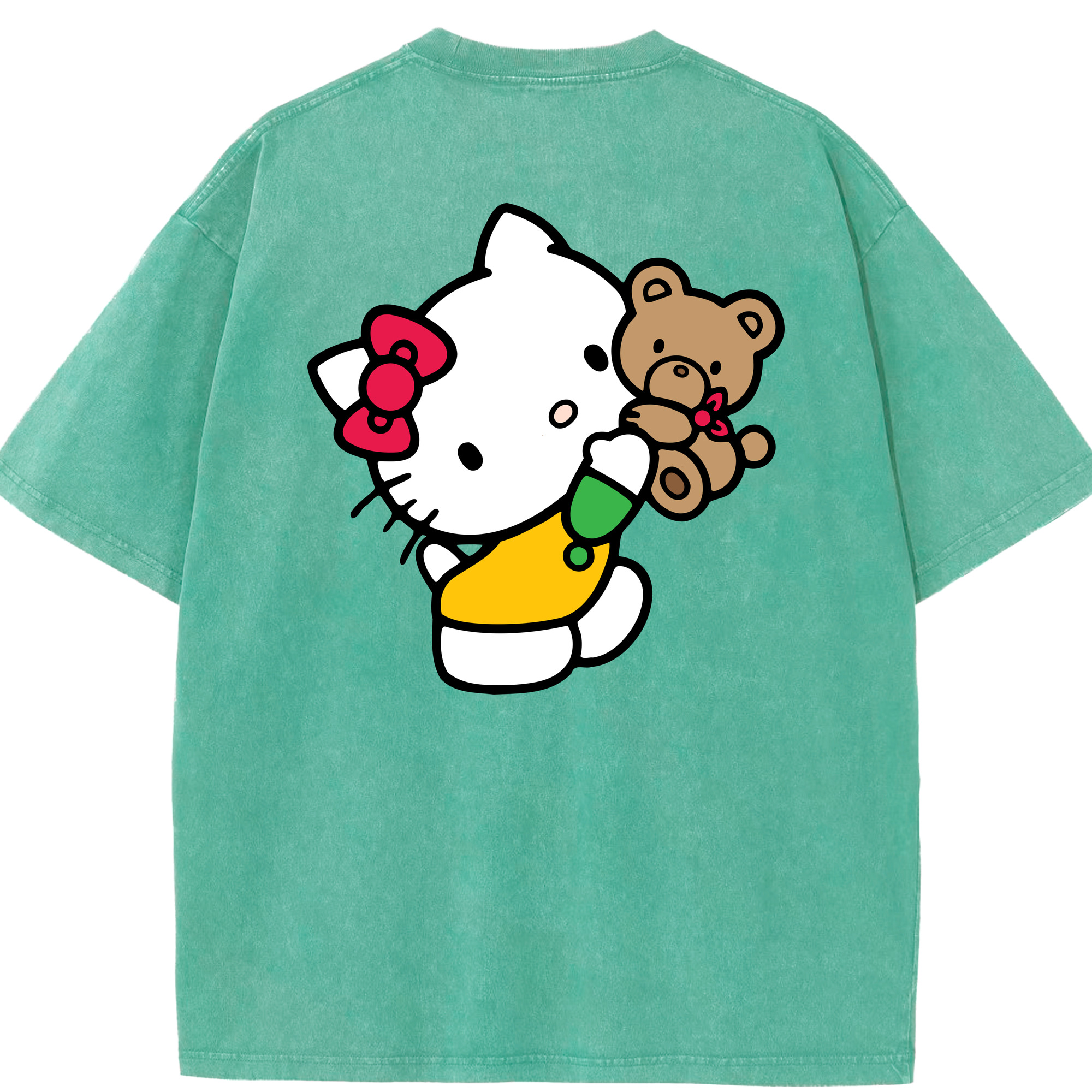（画像用） Hello Kitty ハローキティ 綿100% ヴィンテージ風 半袖Tシャツ（背面プリント）